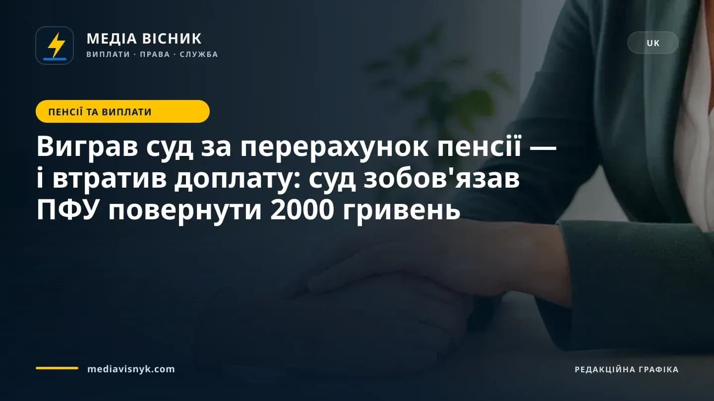 Крупний план: руки однієї людини стискають руку іншої на світлому дерев'яному столі; праворуч людина в темно-зеленому піджаку поверх білого верху, інша — у бежевому светрі з рельєфною в'язкою та манжетами-резинками; на розмитому тлі зелена кімнатна рослина в горщику та світлі стіни.