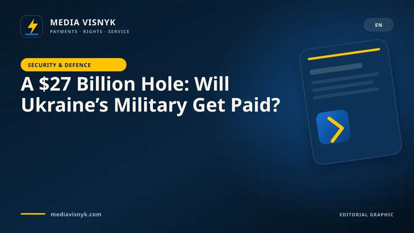 MediaVisnyk branded cover. Article «A $27 Billion Hole: Will Ukraine’s Military Get Paid?»