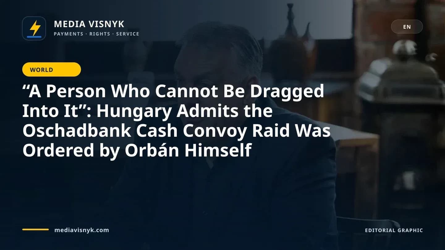 Image accompanying «“A Person Who Cannot Be Dragged Into It”: Hungary Admits the Oschadbank Cash Convoy Raid Was Ordered by Orbán Himself»