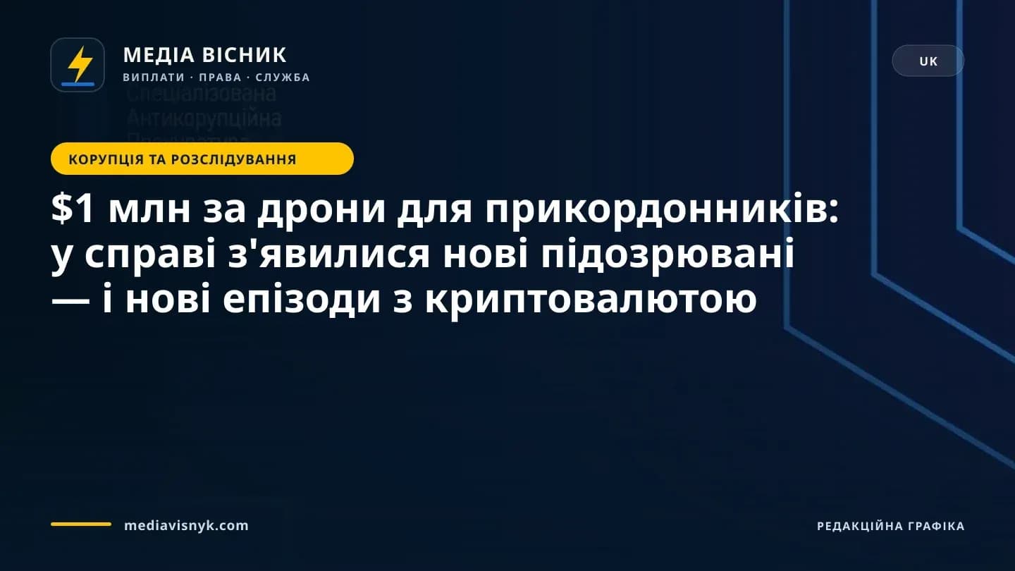 Зображення до матеріалу «$1 млн за дрони для прикордонників: у справі з'явилися нові підозрювані — і нові епізоди з криптовалютою»