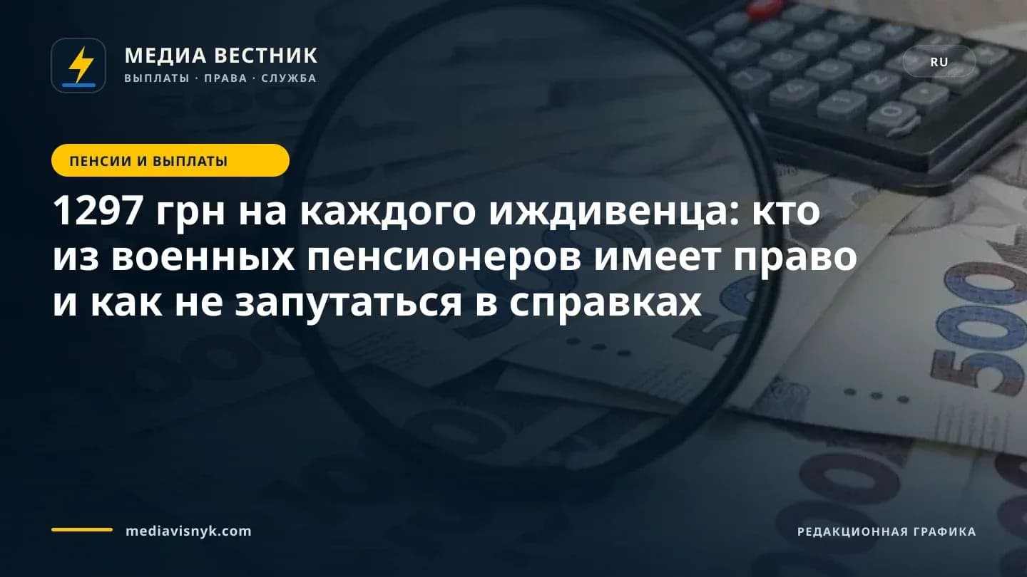 Изображение к материалу «1297 грн на каждого иждивенца: кто из военных пенсионеров имеет право и как не запутаться в справках»
