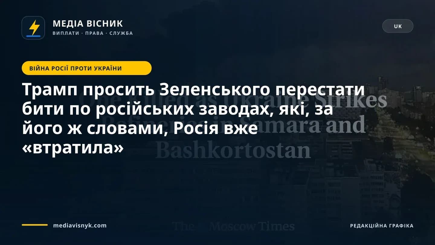 Зображення до матеріалу «Трамп просить Зеленського перестати бити по російських заводах, які, за його ж словами, Росія вже «втратила»»