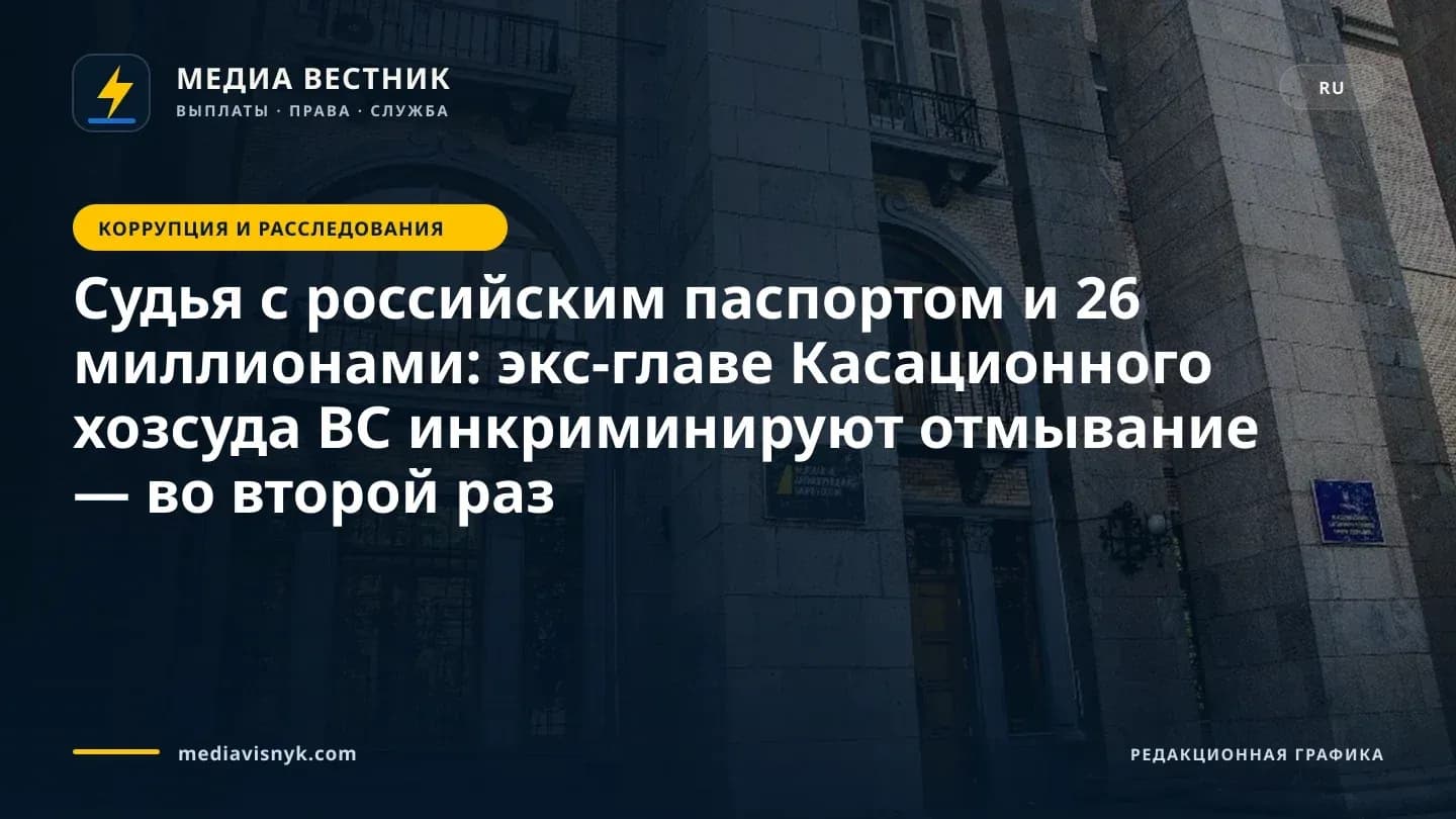 Изображение к материалу «Судья с российским паспортом и 26 миллионами: экс-главе Касационного хозсуда ВС инкриминируют отмывание — во второй раз»