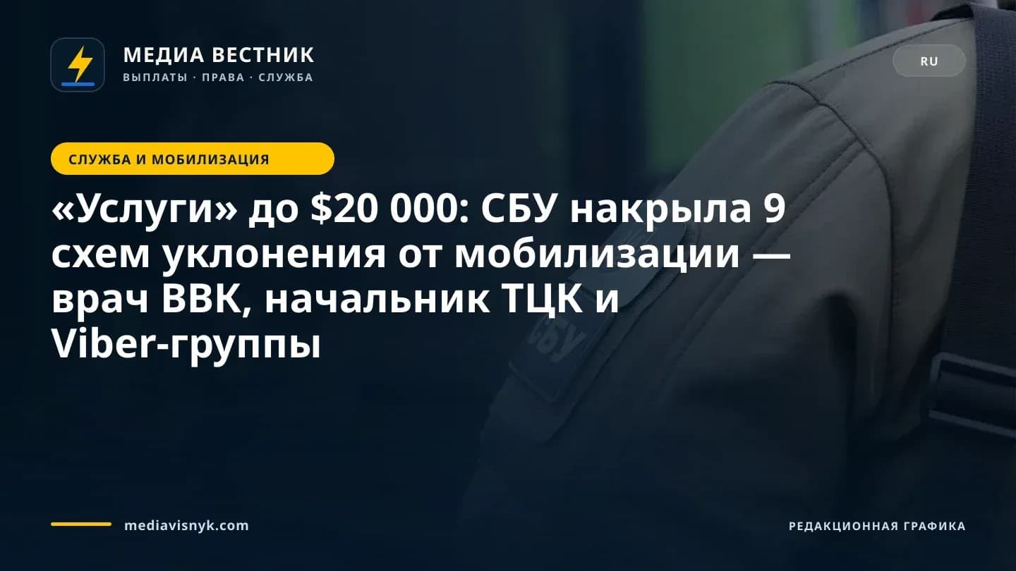 Изображение к материалу ««Услуги» до $20 000: СБУ накрыла 9 схем уклонения от мобилизации — врач ВВК, начальник ТЦК и Viber-группы»
