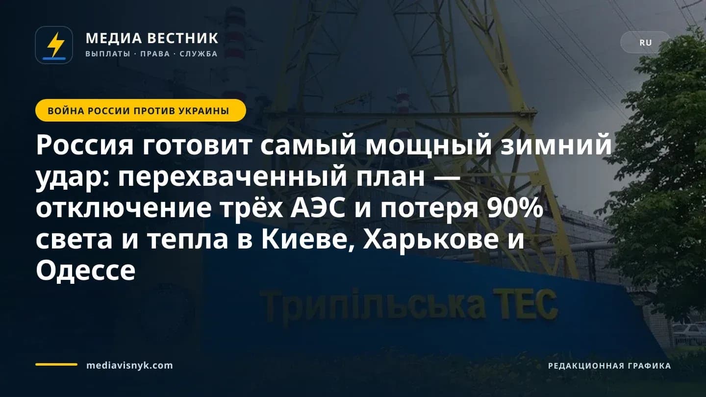 Сине-жёлтый знак с жёлтыми кириллическими надписями и круглой эмблемой стоит перед промышленным зданием с трубами в красно-белую полоску, большой жёлтой стальной решётчатой башней, деревьями и клумбами под пасмурным небом.