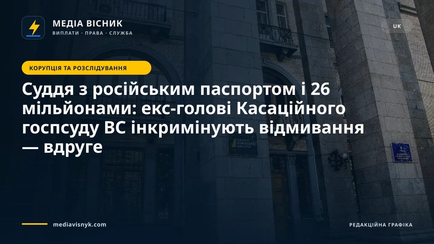 Зображення до матеріалу «Суддя з російським паспортом і 26 мільйонами: екс-голові Касаційного госпсуду ВС інкримінують відмивання — вдруге»