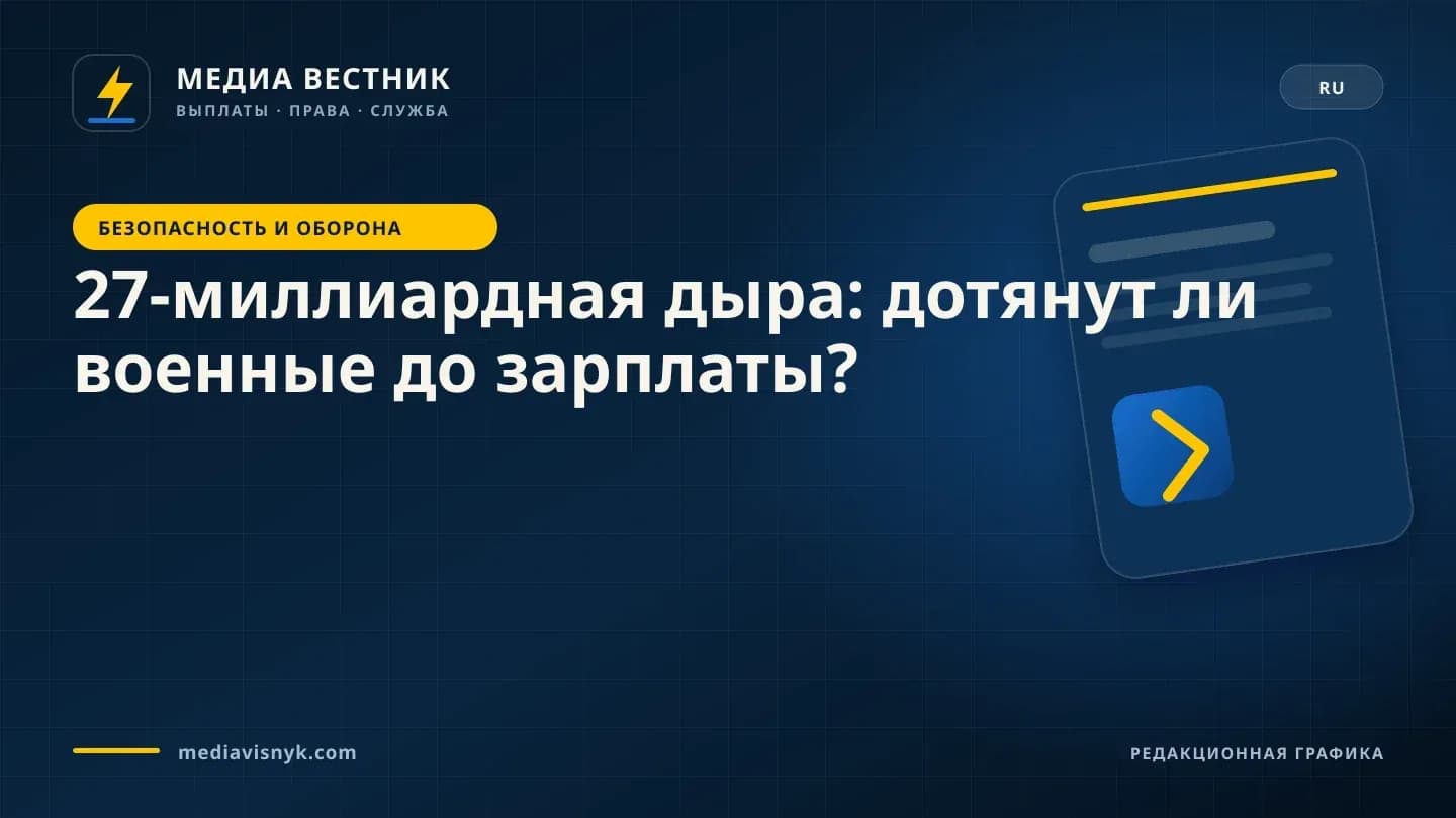Фирменная обложка MediaVisnyk. Материал «27-миллиардная дыра: дотянут ли военные до зарплаты?»