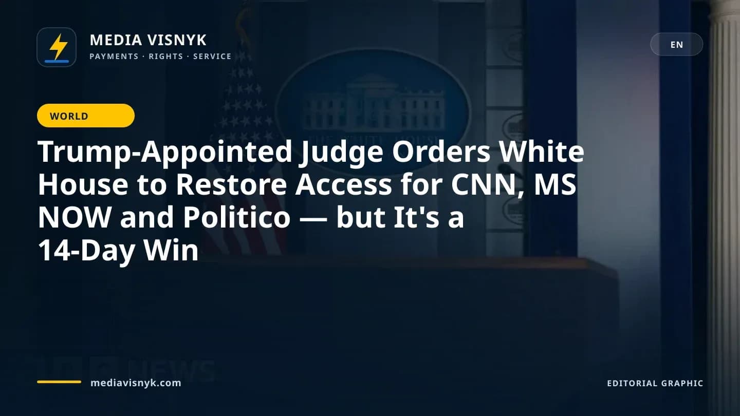 Image accompanying «Trump-Appointed Judge Orders White House to Restore Access for CNN, MS NOW and Politico — but It's a 14-Day Win»