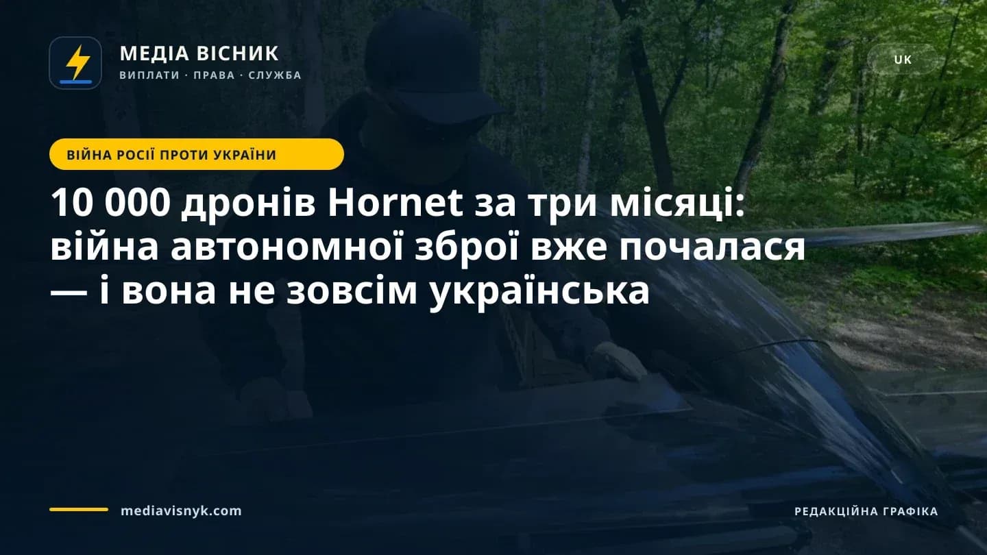 Людина в чорній кепці, сонцезахисних окулярах, масці на обличчі, рукавичках і чорному худі з написом 'NORD DIVISION' тримає глянцеве чорне крило великого об'єкта, схожого на літак з нерухомим крилом, у лісовій місцевості з зеленими деревами та ґрунтовою стежкою.