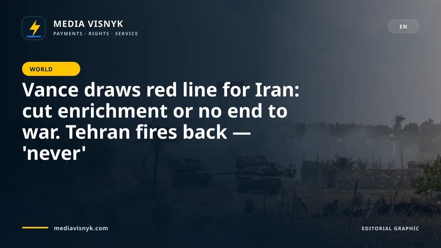 Image accompanying «Vance draws red line for Iran: cut enrichment or no end to war. Tehran fires back — 'never'»