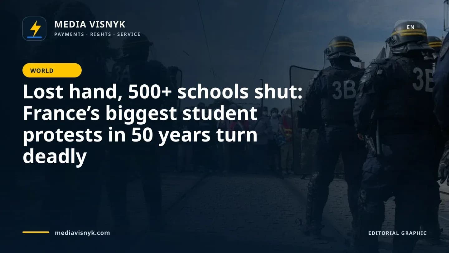 Image accompanying «Lost hand, 500+ schools shut: France’s biggest student protests in 50 years turn deadly»