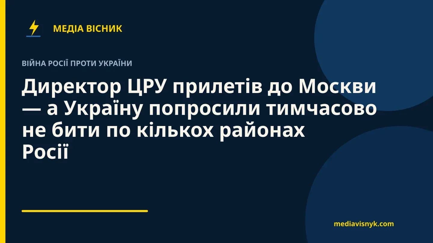 Фірмова обкладинка MediaVisnyk. Матеріал «Директор ЦРУ прилетів до Москви — а Україну попросили тимчасово не бити по кількох районах Росії»